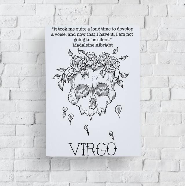 Virgo Astrology Print Feminist Quote, Zodiac Art Birthday Gift - image 1