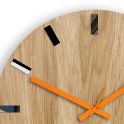 Wood Wall Clock, Silent Wooden Modern Clock For Office, Orange Clock Hands - thumbnail 2