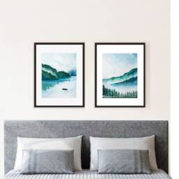Misty Forest Watercolor Print Set Canadian Landscape Wall Art - thumbnail 2