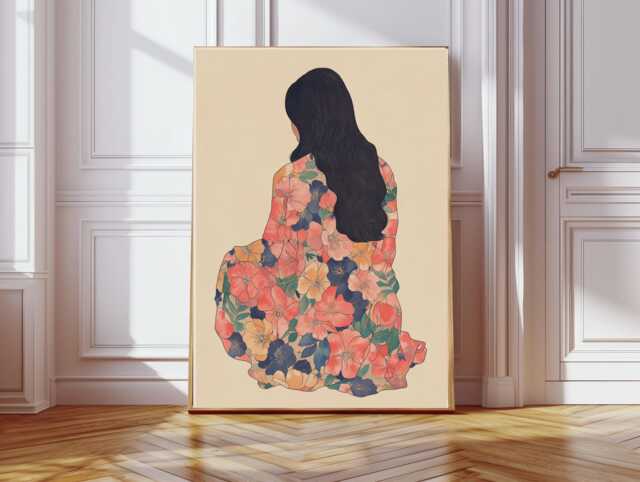 Abstract People Art - Mid Century Art, Modern Wall Minimalist Print, Living Room Female Figure - image 1