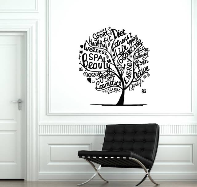 Beauty Tree Vinyl Wall Decal Spa Salon Gym Decor Healthy Lifestyle Stickers Mural - #2826Di - image 1