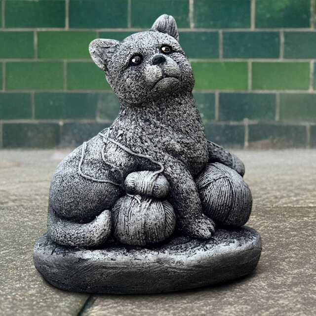 Playful Concrete Kitty Statue Outdoor Cat Sculpture Cement Kitten Lawn Figure Stone Memorial Pet Ornament Handmade Cat Art Gift - image 1