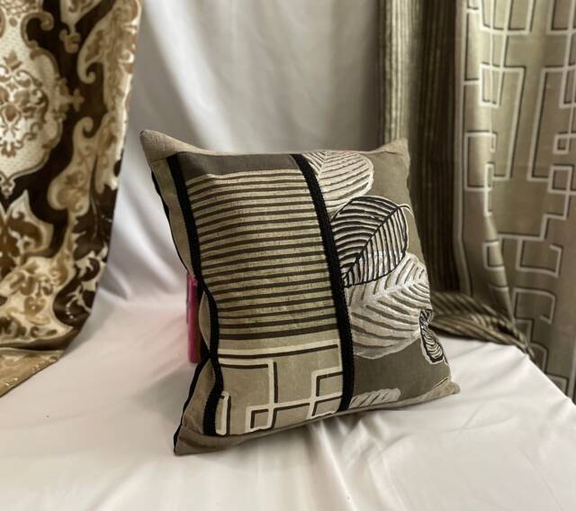 Printed Linen Pillow Cover Bohemian Brown Taupe Design - 20x20 - image 1