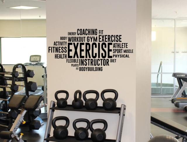 Gym Motivation Word Cloud Wall Decal Exercise Vinyl Sticker Sport Interior Graphics 1(Fwc - image 1
