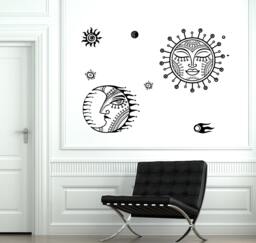 Wall Decal Sun Moon Universe Space Stars Cool Mural Vinyl Sticker 1856Dz - thumbnail 1