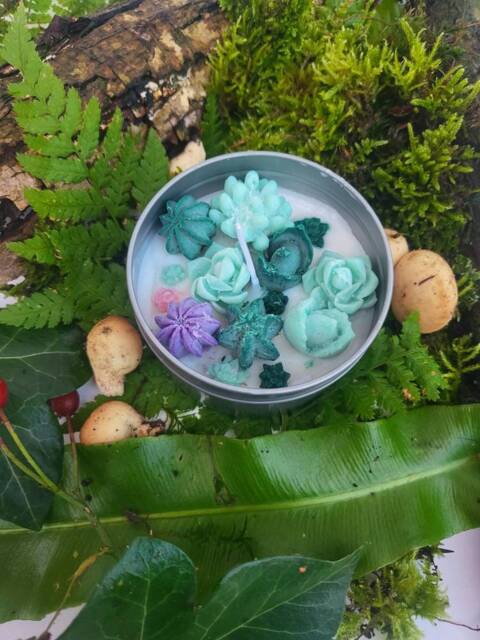 Succulent Flower Candle Plant Pot Candle 8Oz Soy Vegan Cruelty Free Christmas Gift Catus - image 1