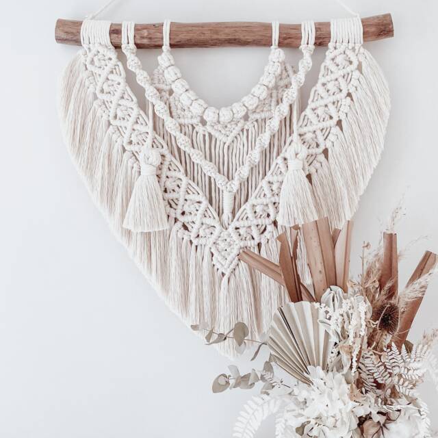 Medium Macrame Wall Hanging - Boho Home Decor With Tassels - image 1