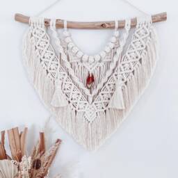 Medium Macrame Wall Hanging - Boho Home Decor With Tassels - thumbnail 2