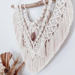 Medium Macrame Wall Hanging - Boho Home Decor With Tassels - thumbnail 3