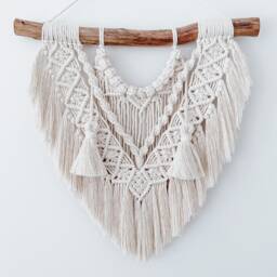 Medium Macrame Wall Hanging - Boho Decor Neutral Home Handmade Cotton Fibre Art - thumbnail 3