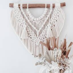 Medium Macrame Wall Hanging - Boho Decor Neutral Home Handmade Cotton Fibre Art