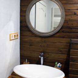 Wood Frame Round Mirror Living Room, Modern Wall Mirror, Decorative For Bathroom, Round Hanging Art Deco Circle - thumbnail 2