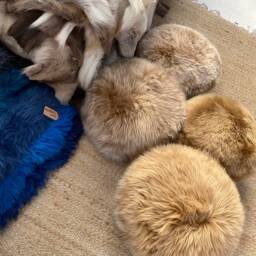 Neutral Genuine Sheepskin Pouffe, Furry Footstool - thumbnail 2