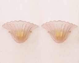 Set Of 2 Elegant Pink Murano Glass Wall Sconce With Grit, Lamp Made in Italy - thumbnail 1