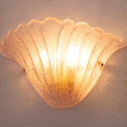 Set Of 2 Elegant Pink Murano Glass Wall Sconce With Grit, Lamp Made in Italy - thumbnail 2