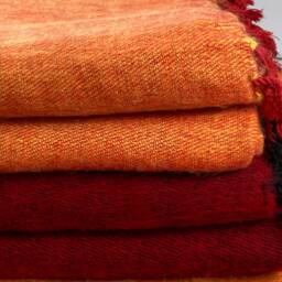 Handmade Yak Wool Blend Blanket Red Rust Oversized Shawl Meditation Wrap - thumbnail 2