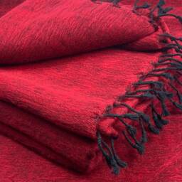 Handmade Yak Wool Blend Blanket Red Rust Oversized Shawl Meditation Wrap - thumbnail 4