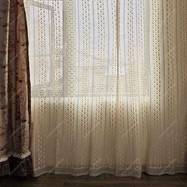 Vintage Crochet Curtain Panel Boho Chic Window Drape - image 1