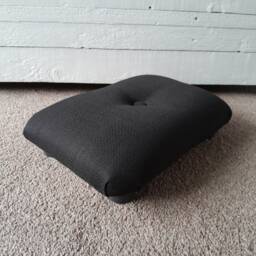 Black Little Footstool Handmade Under Desk Ottoman Rith Button, 10cm Height, L - thumbnail 2