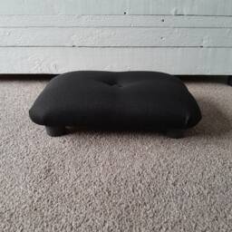 Black Little Footstool Handmade Under Desk Ottoman Rith Button, 10cm Height, L - thumbnail 3