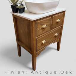 Winchester - Classic Solid Oak 3 Drawer Vanity Unit, Handmade Bathroom Furniture, Country Cottage Style