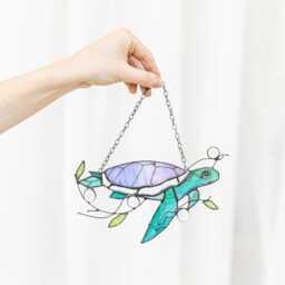 Turtle Suncatcher Stain Glass Decor Green Home House Window Wall Hangings Gift Grandma Gift - thumbnail 2