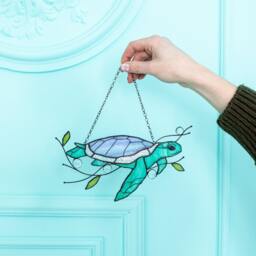Turtle Suncatcher Stain Glass Decor Green Home House Window Wall Hangings Gift Grandma Gift - thumbnail 3