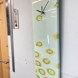 Pale Green Abstract Resin Wall Clock, Long Modern Unusual Home Decor, Luxury Clocks - thumbnail 2