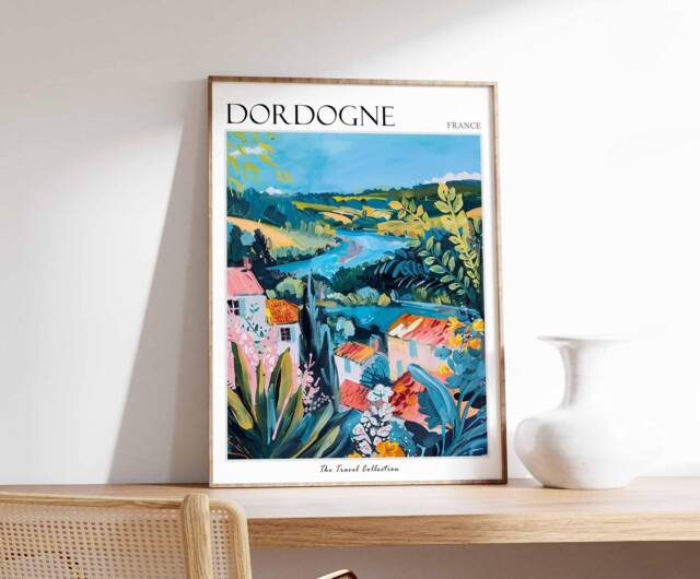 Dordogne France Travel Poster Rustic French Countryside Art - image 1