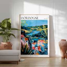 Dordogne France Travel Poster Rustic French Countryside Art - thumbnail 2