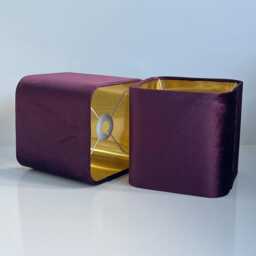 New Luxury Premium Quality Round Square Glamour Velvet Graphe Plum Upholstery Lamp Shade Pendant Light Shade With Metallic Linings - thumbnail 2