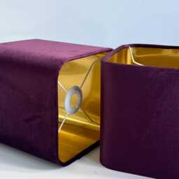 New Luxury Premium Quality Round Square Glamour Velvet Graphe Plum Upholstery Lamp Shade Pendant Light Shade With Metallic Linings - thumbnail 3