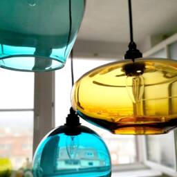 Custom Handblown Cluster Pendant - Colorful Glass Hanging Lamp Unique Art Ceiling Fixture - thumbnail 2