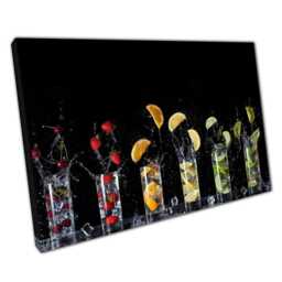 Fresh Fruit Drinks Wall Art Canvas Print - Cherry Strawberry Lime Kiwi Decor For Home Office - thumbnail 1