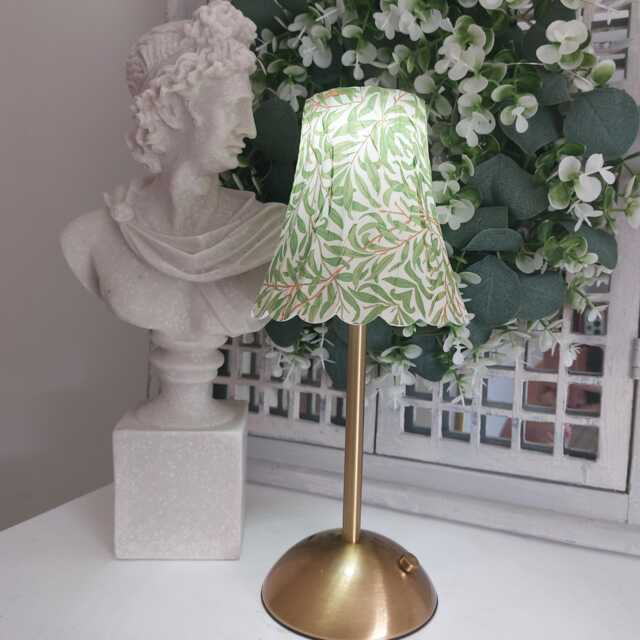 Beautiful Decoupaged William Morris Inspired Green Willow Usb Rechargeable Table Lamp. Indoor/Outdoor Lamp.cordless Lamp.portable - image 1