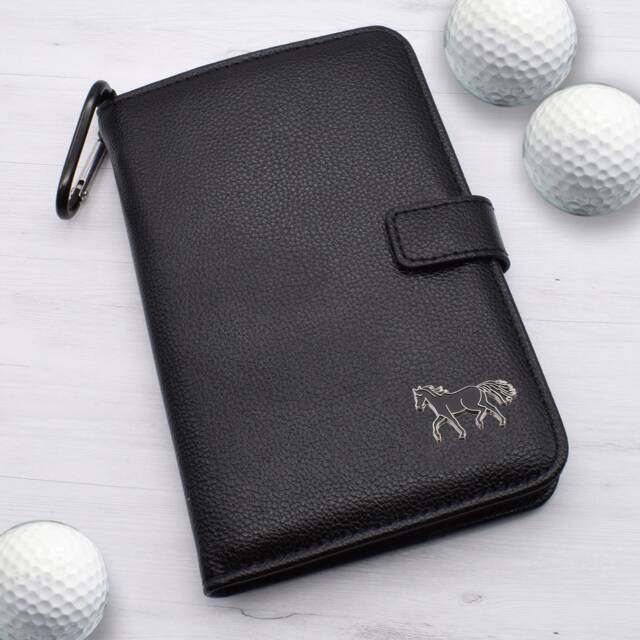 Black Horse Design - Personalised Leatherette Golf Organiser Complete With Divot Repairer, Marker, Tees, Scorecard & Pencils - image 1