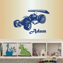 In-Style Decals Wall Vinyl Decal Art Sticker Sports Car Racing Custom Name Boy Baby Nursery Play Room Removable Mural Design 370 - thumbnail 1