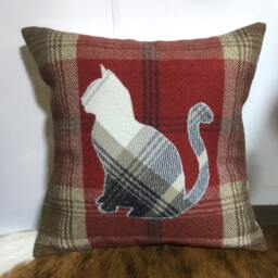 Tartan Pet Cushion, Cat Home Decor, Decorative Handmade Wool Pillow Scottish Gifts 12 - thumbnail 2