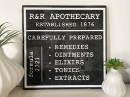Personalized Apothecary Sign - Black White Industrial Decor Merchantile Pharmacy Vintage Custom Wall French - thumbnail 1