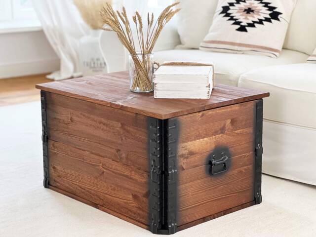 Coffee Table Chest Wooden Box Vintage Shabby Chic - image 1
