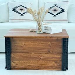 Coffee Table Chest Wooden Box Vintage Shabby Chic - thumbnail 3