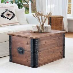 Coffee Table Chest Wooden Box Vintage Shabby Chic - thumbnail 2