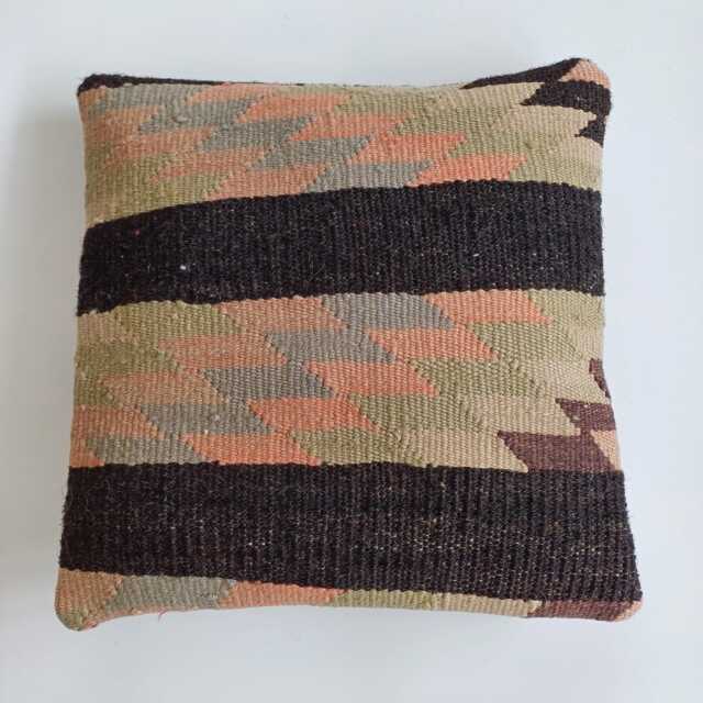 Handmade Cushion Cover, Multicolour Turkish Rug Cushion, Pillow, Decorative Throw Kilim 12''x12''/30x30 cm - image 1