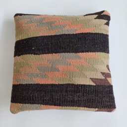 Handmade Cushion Cover, Multicolour Turkish Rug Cushion, Pillow, Decorative Throw Kilim 12''x12''/30x30 cm - thumbnail 1