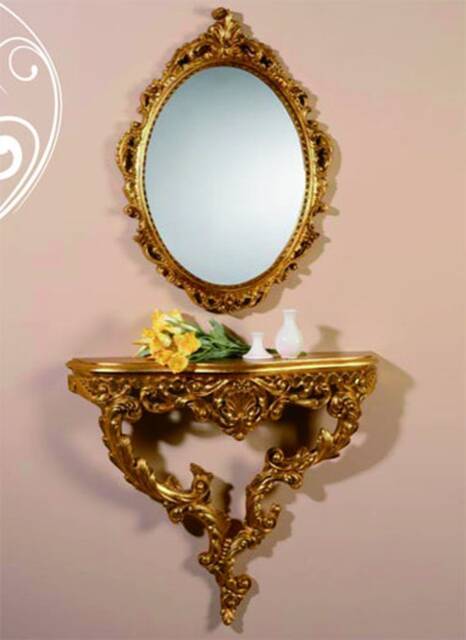 Italian Console With Mirror in Lacquered & Gilded Wood, Console & Mirror, Handmade Mirror, Console, Home Decor, Wood Work - image 1