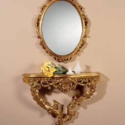 Italian Console With Mirror in Lacquered & Gilded Wood, Console & Mirror, Handmade Mirror, Console, Home Decor, Wood Work - thumbnail 2