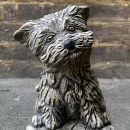 Yorkshire Terrier Sculpture Concrete Dog Figurine Cement Memorial Statue Pet Decoration Handmade Westie Yard Art - thumbnail 3