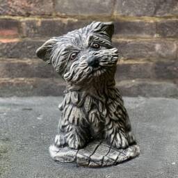 Yorkshire Terrier Sculpture Concrete Dog Figurine Cement Memorial Statue Pet Decoration Handmade Westie Yard Art - thumbnail 1