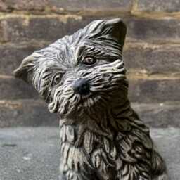 Yorkshire Terrier Sculpture Concrete Dog Figurine Cement Memorial Statue Pet Decoration Handmade Westie Yard Art - thumbnail 2