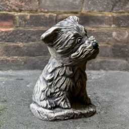 Yorkshire Terrier Sculpture Concrete Dog Figurine Cement Memorial Statue Pet Decoration Handmade Westie Yard Art - thumbnail 4